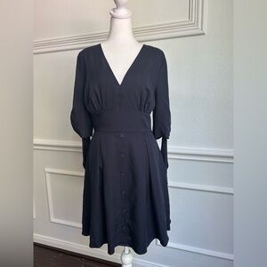 Gianni Bini Women’s Elegant Blue V-Neck Dress with ties on sleeves, Size 10